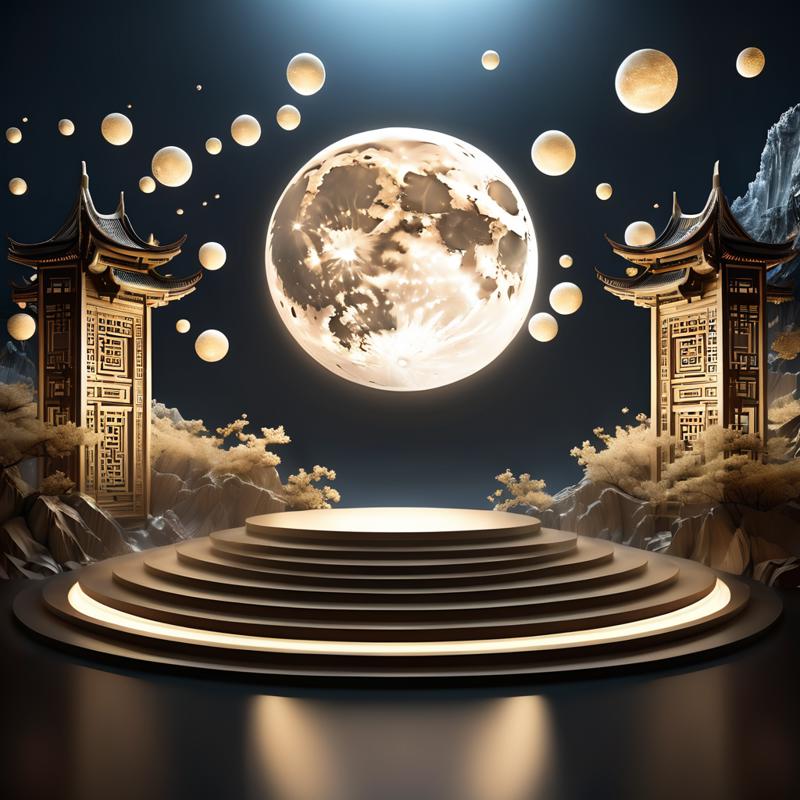 00073-2271185241-mid autumn theme,full moon,_realistic,3d,c4d rendering,spotlight,shining,shadows,booth,_lora_booth_0.75_,.png